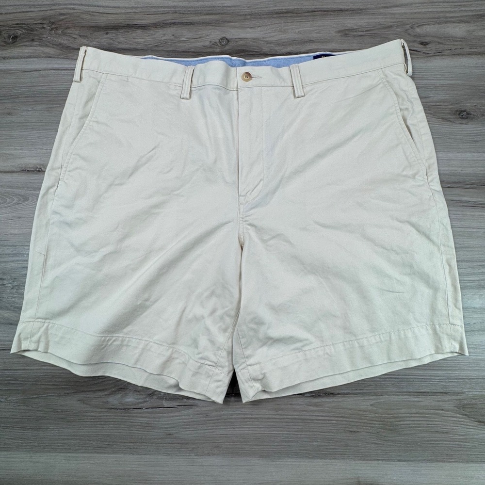 Polo Ralph Lauren Mens 42 Cream Beige Stretch Straight Fit Chino Shorts 8 Inseam